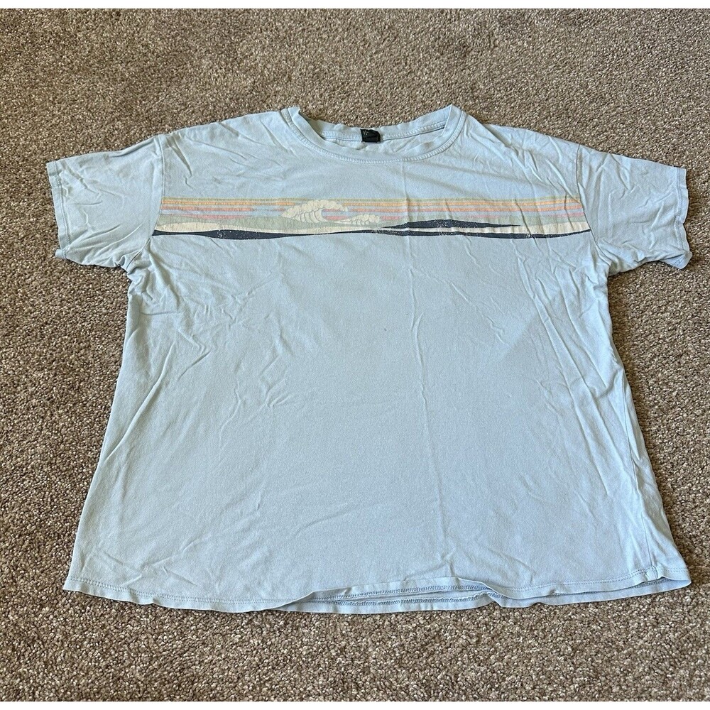 Wild Fable Women’s T Shirt Light Blue Ride The Wave Design Baggy Size M